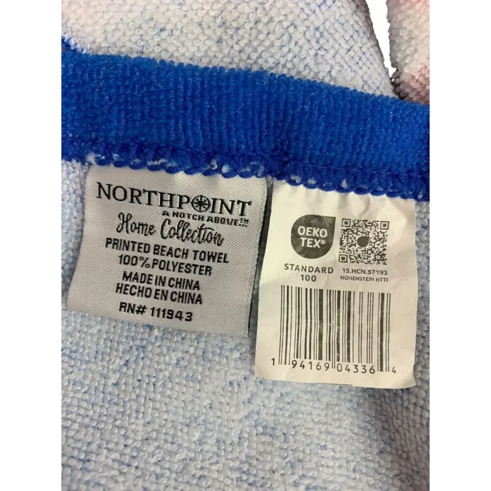 Northpoint Home Collection Beach Towel Blue Flip Flop Design 29 x 56